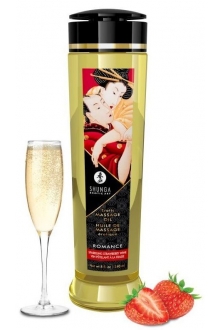 Массажное масло с ароматом клубники и шампанского Romance - 240 мл.  1208 Shunga
