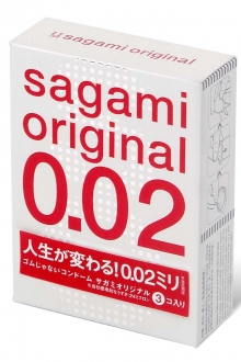 3 шт. - ультратонкие презервативы Sagami Original 0.02