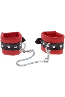 Красно-чёрные наручники на металлической цепочке 520069 Blush Novelties (красный с черным)