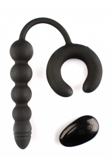 Черный анальный вибростимулятор с эрекционным кольцом 3652-02 BX DD Джага-Джага (черный)