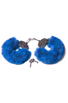 Шикарные синие меховые наручники с ключиками 06206 Le Frivole (синий)