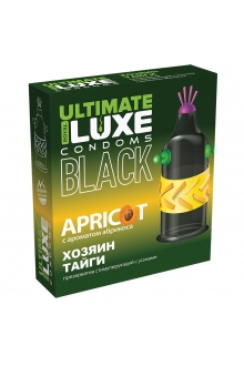 Черный стимулирующий презерватив с ароматом абрикоса - 1 шт. Luxe Black Ultimate  Хозяин тайги Luxe (черный)
